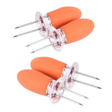 Maxbell 4 Pieces Outdoor Barbecue Skewer Corn Cob Needle Fruit Fork Holder Orange