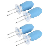 Maxbell Maxbell 4 Pieces Outdoor Barbecue Skewer Corn Cob Needle Fruit Fork Holder Blue
