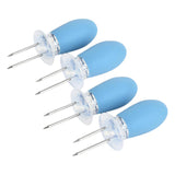 Maxbell Maxbell 4 Pieces Outdoor Barbecue Skewer Corn Cob Needle Fruit Fork Holder Blue