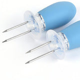 Maxbell Maxbell 4 Pieces Outdoor Barbecue Skewer Corn Cob Needle Fruit Fork Holder Blue