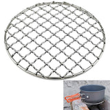 Maxbell Portable Firewood BBQ Grill Cooking Pot Rack Barbecue Mesh Mat Silver -Round