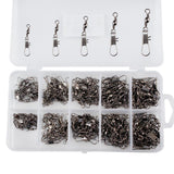 Maxbell Maxbell 200Pcs Fishing Swivels Barrel Swivel with Interlock Snap Connectors