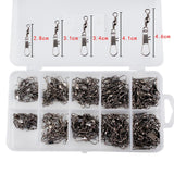 Maxbell Maxbell 200Pcs Fishing Swivels Barrel Swivel with Interlock Snap Connectors