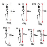 Maxbell Maxbell 100Pcs Fishing Rolling Swivels w/ Coast Lock Snaps & 3 Way Barrel Swivels  S