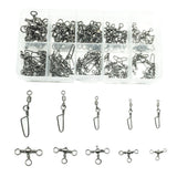Maxbell Maxbell 100Pcs Fishing Rolling Swivels w/ Coast Lock Snaps & 3 Way Barrel Swivels  S