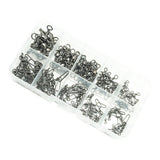 Maxbell Maxbell 100Pcs Fishing Rolling Swivels w/ Coast Lock Snaps & 3 Way Barrel Swivels  S