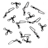 Maxbell Maxbell 100Pcs Fishing Rolling Swivels w/ Coast Lock Snaps & 3 Way Barrel Swivels  L