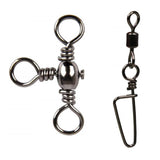 Maxbell Maxbell 100Pcs Fishing Rolling Swivels w/ Coast Lock Snaps & 3 Way Barrel Swivels  L