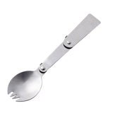 Maxbell 2xStainless Steel Folable Spork Spoon Fork Travel Camping Utensil Cutlery B