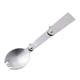 Maxbell 2xStainless Steel Folable Spork Spoon Fork Travel Camping Utensil Cutlery B