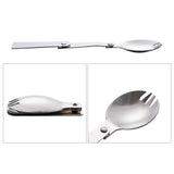 Maxbell 4xStainless Steel Folable Spork Spoon Fork Travel Camping Utensil Cutlery B