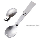 Maxbell 2xStainless Steel Folable Spork Spoon Fork Travel Camping Utensil Cutlery B