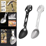Maxbell 4x8-in-1 Multipurpose Camping Spoon Fork Spork Beer Bottle Can Opener Black