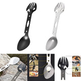 Maxbell 4x8-in-1 Multipurpose Camping Spoon Fork Spork Beer Bottle Can Opener Black