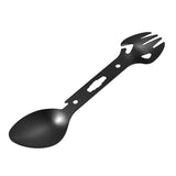 Maxbell 4x8-in-1 Multipurpose Camping Spoon Fork Spork Beer Bottle Can Opener Black