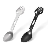 Maxbell 4x8-in-1 Multipurpose Camping Spoon Fork Spork Beer Bottle Can Opener Black