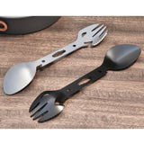 Maxbell 4x8-in-1 Multipurpose Camping Spoon Fork Spork Beer Bottle Can Opener Black