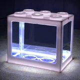Maxbell 2 Pack Mini Fish Tank LED Light Clear Ornament Aquarium Office Desktop Decor