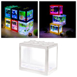 Maxbell 2 Pack Mini Fish Tank LED Light Clear Ornament Aquarium Office Desktop Decor