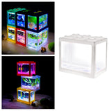 Maxbell 2 Pack Mini Fish Tank LED Light Clear Ornament Aquarium Office Desktop Decor