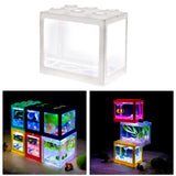 Maxbell 2 Pack Mini Fish Tank LED Light Clear Ornament Aquarium Office Desktop Decor