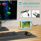 Maxbell 2 Pack Mini Fish Tank LED Light Clear Ornament Aquarium Office Desktop Decor