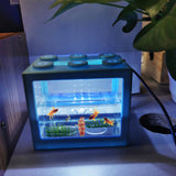 Maxbell 2 Pack Mini Fish Tank LED Light Clear Ornament Aquarium Office Desktop Decor