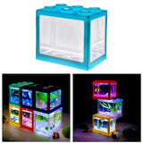 Maxbell 2 Pack Mini Fish Tank LED Light Clear Ornament Aquarium Office Desktop Decor