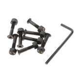 Maxbell 3x8x Longboard Skateboard Wheel Repair Hardware Screws with Wrench 1'' Black