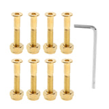 Maxbell 2x8x Longboard Skateboard Wheel Repair Hardware Screws with Wrench 1'' Golden