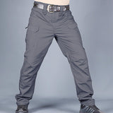 Mens Streetwear Casual Cargo Work Pants Amy Trousers Multi Pockets Gray_XXL