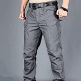 Mens Streetwear Casual Cargo Work Pants Amy Trousers Multi Pockets Gray_XXL