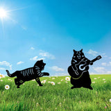 Maxbell 3 Cat Garden Statues Black Cat Silhouette Cat Decorative Garden Stakes