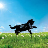 Maxbell 3 Cat Garden Statues Black Cat Silhouette Cat Decorative Garden Stakes