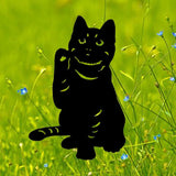Maxbell 3 Cat Garden Statues Black Cat Silhouette Cat Decorative Garden Stakes