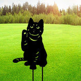 Maxbell 3 Cat Garden Statues Black Cat Silhouette Cat Decorative Garden Stakes