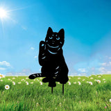 Maxbell 3 Cat Garden Statues Black Cat Silhouette Cat Decorative Garden Stakes