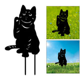 Maxbell 3 Cat Garden Statues Black Cat Silhouette Cat Decorative Garden Stakes