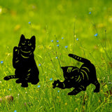 Maxbell 3 Cat Garden Statues Black Cat Silhouette Cat Decorative Garden Stakes