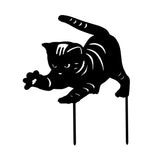 Maxbell 3 Cat Garden Statues Black Cat Silhouette Cat Decorative Garden Stakes