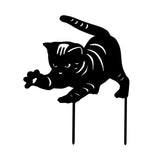 Maxbell 3 Cat Garden Statues Black Cat Silhouette Cat Decorative Garden Stakes