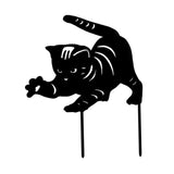 Maxbell 3 Cat Garden Statues Black Cat Silhouette Cat Decorative Garden Stakes