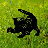 Maxbell 3 Cat Garden Statues Black Cat Silhouette Cat Decorative Garden Stakes
