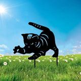 Maxbell 3 Cat Garden Statues Black Cat Silhouette Cat Decorative Garden Stakes