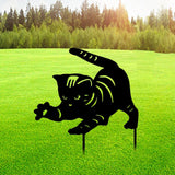 Maxbell 3 Cat Garden Statues Black Cat Silhouette Cat Decorative Garden Stakes