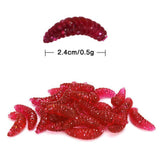 Maxbell 4xFishing Lure Soft Plastic Worm Larva Grub Baits Freshwater Tackle 100PCS