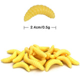 Maxbell 4xFishing Lure Soft Plastic Worm Larva Grub Baits Freshwater Tackle 100PCS