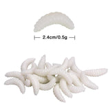 Maxbell 4xFishing Lure Soft Plastic Worm Larva Grub Baits Freshwater Tackle 100PCS