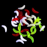 Maxbell 4xFishing Lure Soft Plastic Worm Larva Grub Baits Freshwater Tackle 100PCS