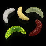 Maxbell 4xFishing Lure Soft Plastic Worm Larva Grub Baits Freshwater Tackle 100PCS